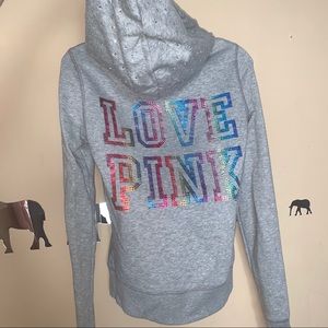 Rare! Victoria’s Secret pink rhinestone bling zip